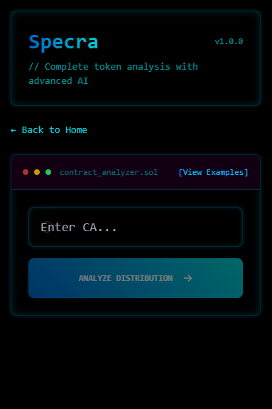 Specra Token Analysis Interface